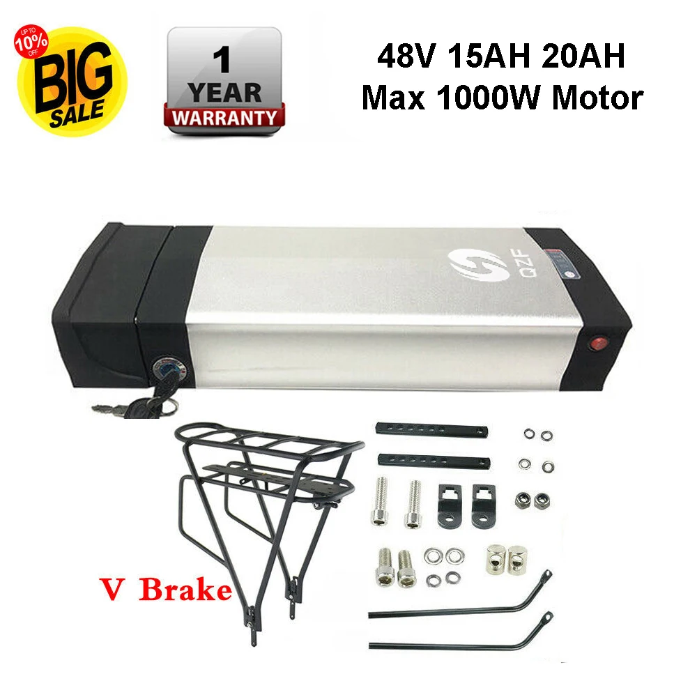 

48V ebike battery Rear rack 15AH 20AH lithium ion bicycle battery pack for bafang 500w 750w 1000w motor
