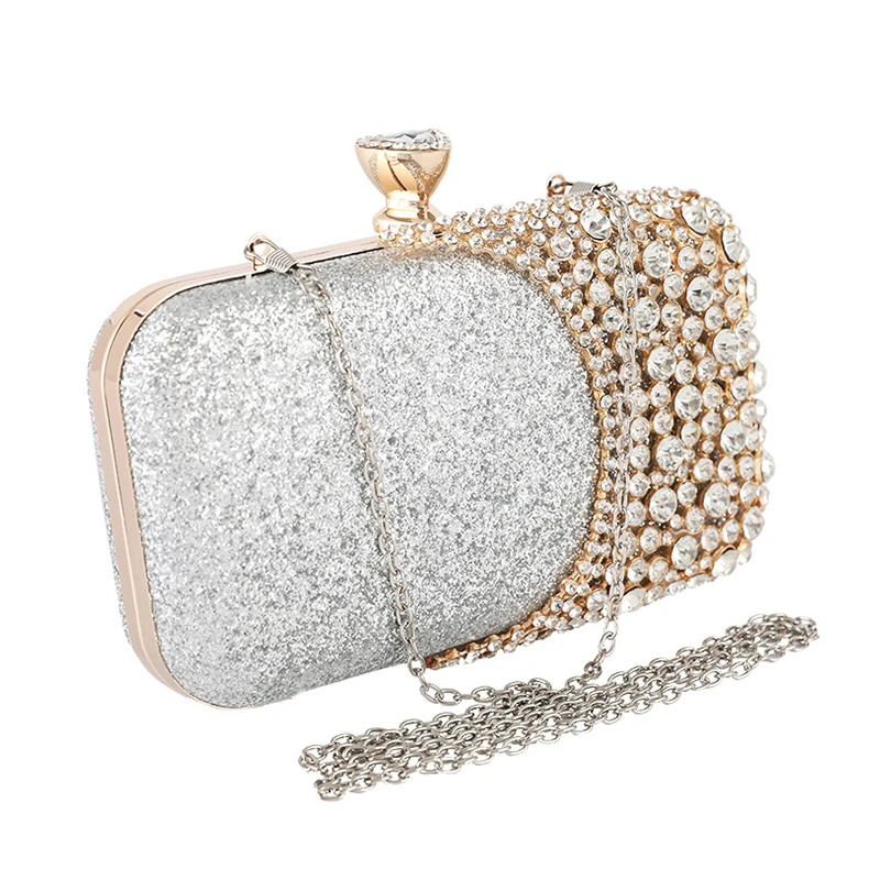 Luxy Moon Silver Metallic Evening Bag Side View