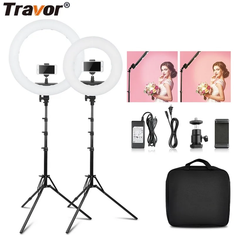 Travor 12 дюймов 18 Bi Цвет фон для фотосъемки с регулировкой яркости макияжа кольцо