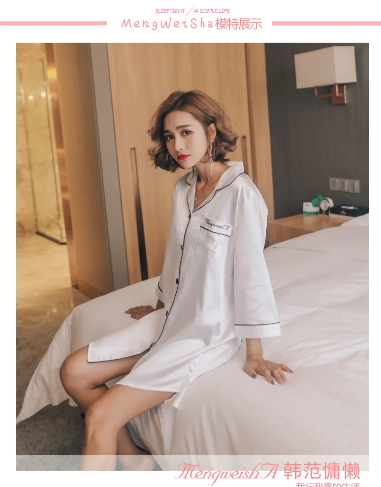 Шелка излишки плюс размер 5XL сексуальная Дамская ночная рубашка женские сорочки пижамы сплошной пеньюар с длинными рукавами ночное белье