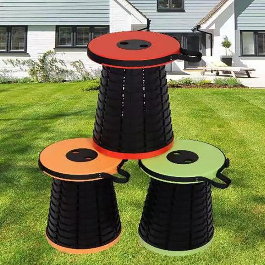 

Retractable Folding Stools Portable Lightweight Plastic Stool, 150kg Bearing, Outdoor Collapsable Stool for Camping Fishing