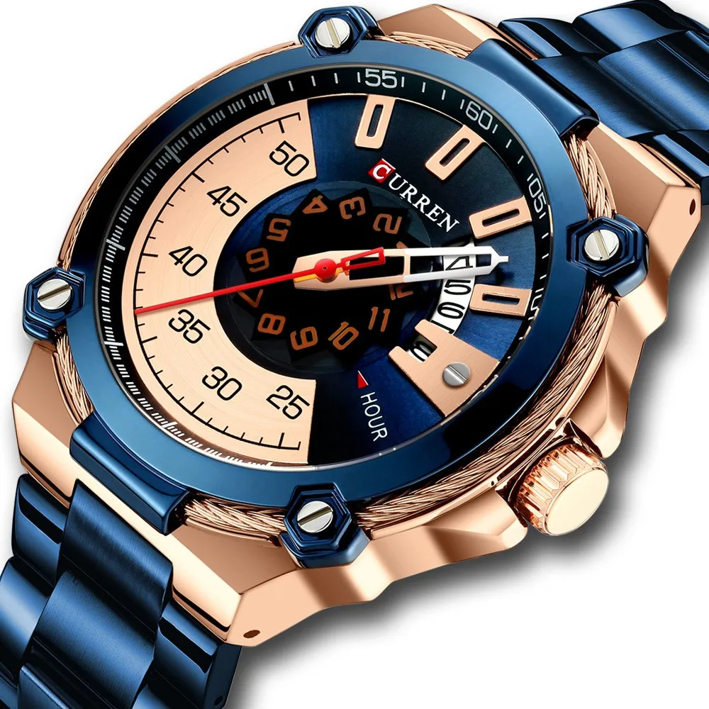 

8345 30m Waterproof Business Men Quartz Wristwatch, Steel Band Watch With Calendar Function