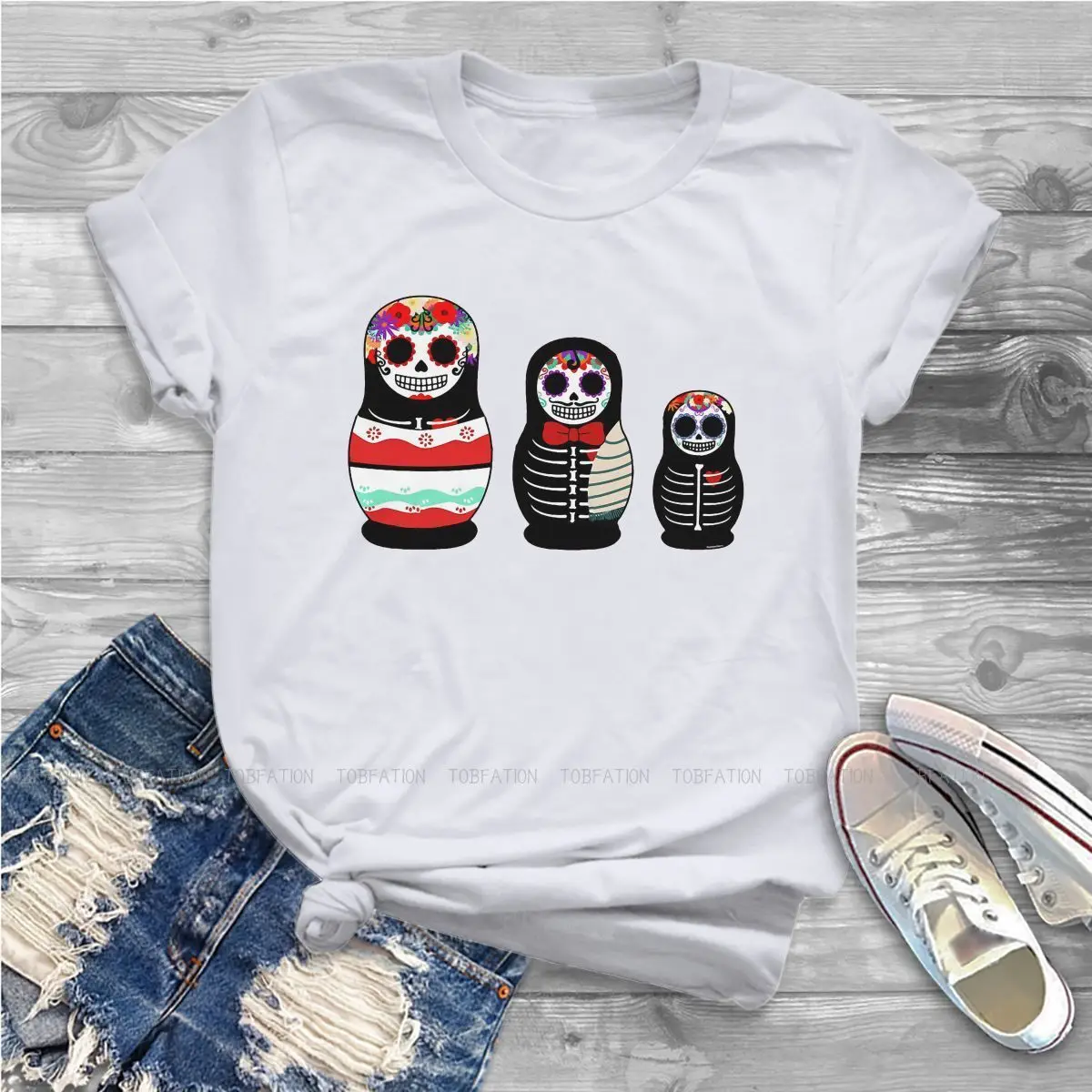 Matrioskas Matrioska Doll Russian Tea Women T Shirt Day Of The Dead Female Top Harajuku Funny Tees Ladies Tshirt