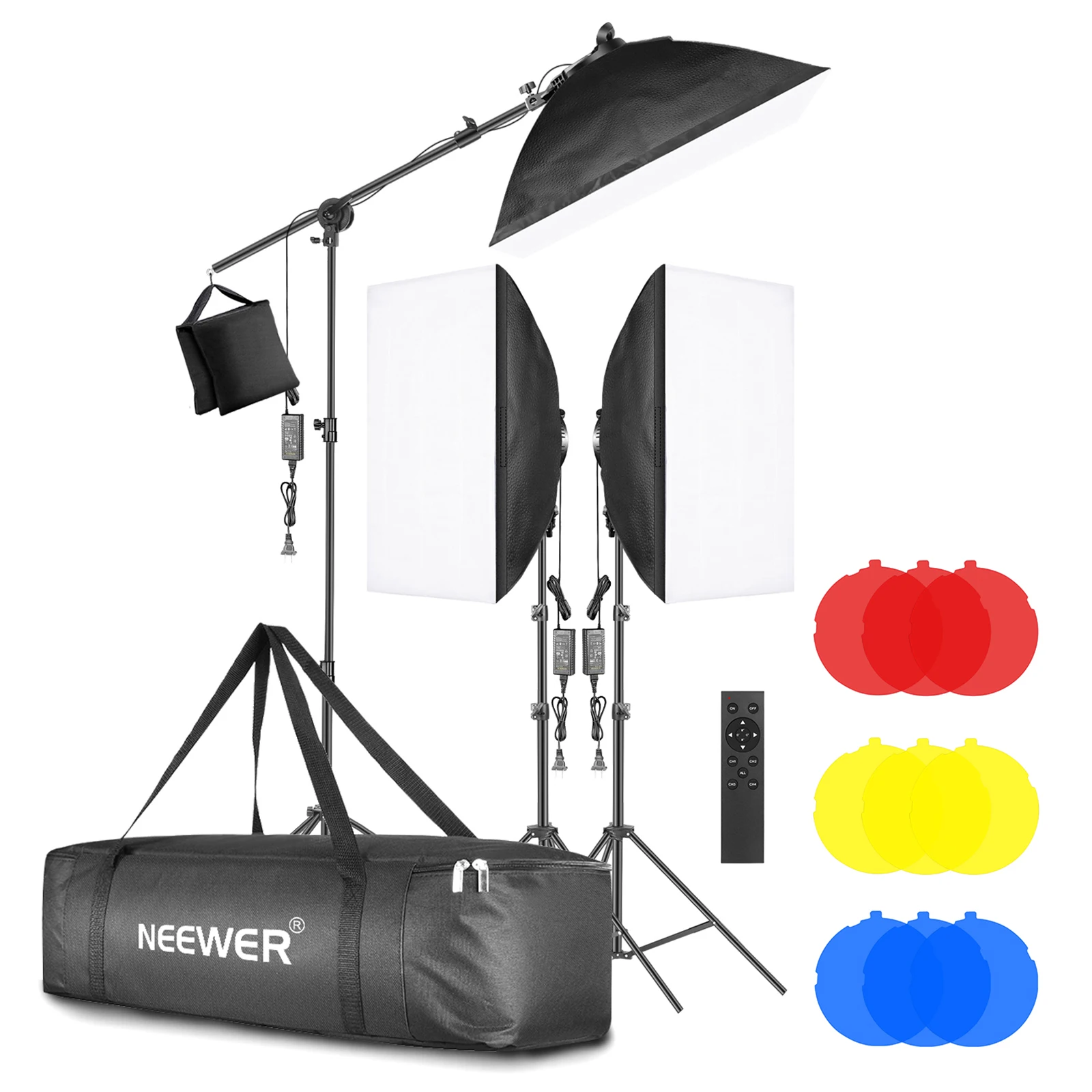 Neewer 3-Pack LED Softbox Lighting Kit : Softbox,48W Dimmable LED Light Head,Light Stand for Photo Studio Video
