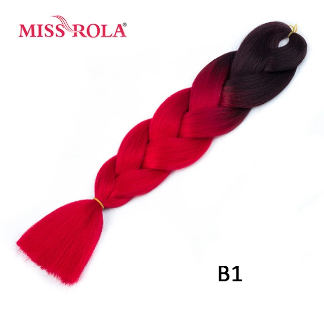 Miss Rola Synthetic Support Wholesale 100g 24 Inch Jumbo BraidsPink Green Yellow High Temperature Fiber Ombre Hair Extensions B1