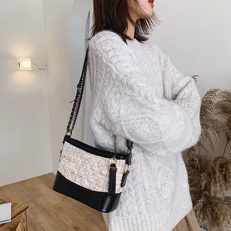 

INS Network Red Packet Women's 2019 Autumn New Style Fashion Fashion Woolen Cloth Rhombus Hobo Bag Versatile Chain New Arrival S