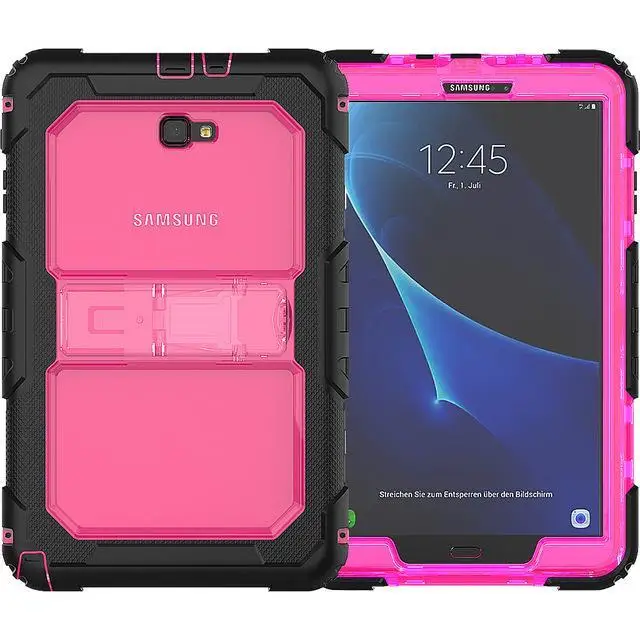 hot pink Противоударный детский чехол для samsung Galaxy Tab A 10,1 T580 T585 SM-T580 SM-T585 подставка силиконовая резиновая броня чехол s - Цвет: hot pink
