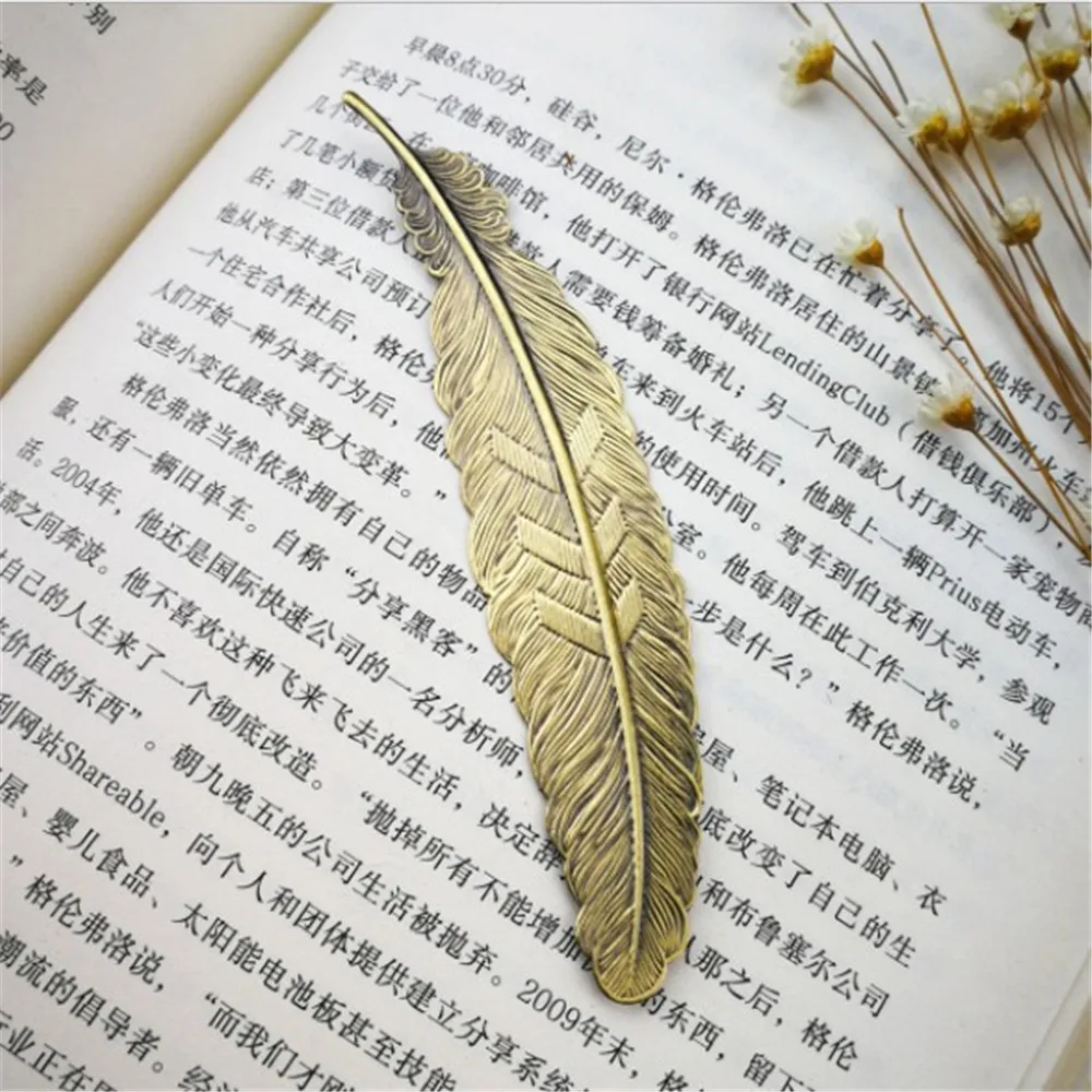Antique bronze 1 шт., креативная Ретро металлическая Закладка-перо, хорошая классная книжная Закладка, для детей, студентов, подарок, канцелярские принадлежности, школьные офисные принадлежности - Цвет: Antique bronze