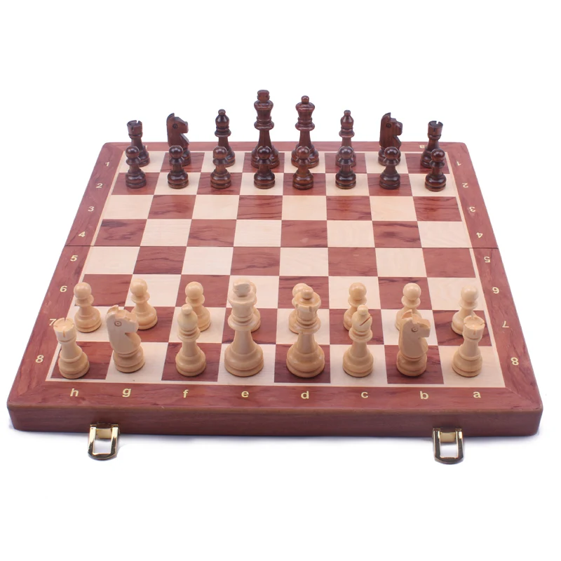 

Walnut Chess Set High Quality Wooden Folding Large Chess Set Handwork Solid Wood Pieces Walnut Chess board 39CM King Size 8CM