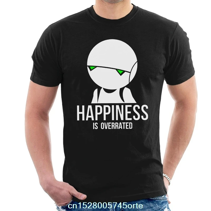Забавная Футболка с принтом, Мужская футболка с надписью «Happiness Is Overrated Hitchhikers Guide», хлопок, Женская Мужская футболка