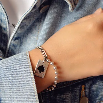 

S925 sterling silver necklace with pocker spade A bracelet ins simple hot sale accessories for female party gift wholesale