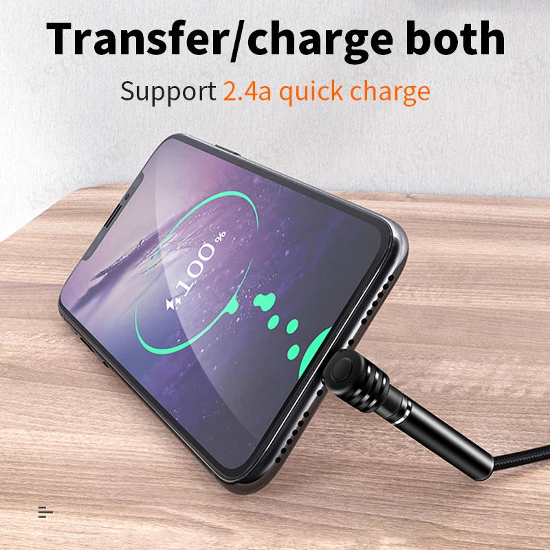 Кабель USB Type C 90 градусов для Samsung S9 S10 S20 Xiaomi Huawei P30 Pro шнур быстрой зарядки USBC