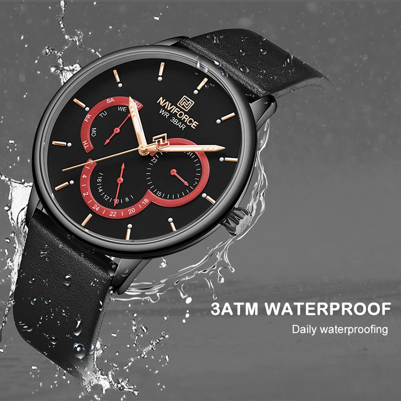 Топ люксовый бренд NAVIFORCE мужские часы Модные Кожаные Бизнес Кварцевые мужские спортивные водонепроницаемые наручные часы Relogio Masculino