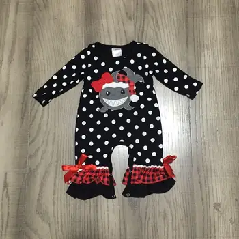 

baby kids clothes baby girl romper infant toddler romper shark embroidered romper baby polka dots romper wholesale