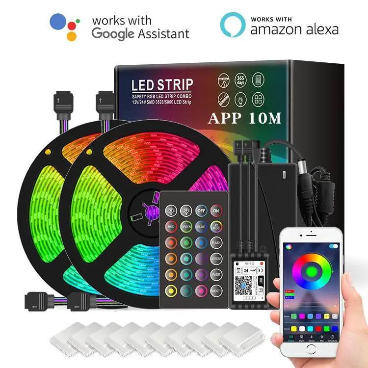 MeterMall 10m 5050 RGB LED Stripe Smart WiFi APP Remote Control String Light 300 LEDs Work with Alexa Google Asistant | Лампы и