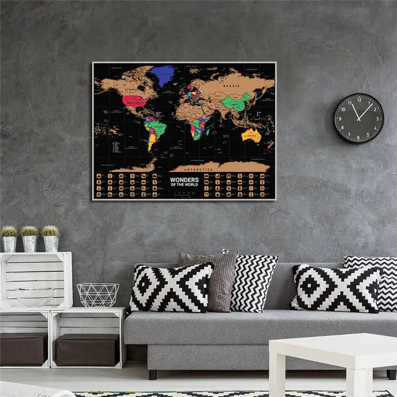 Ретро Крафт Пиратская Карта мира плавания плакат стикер стены гостиной краски кафе мир Винтаж Делюкс соскребать карты