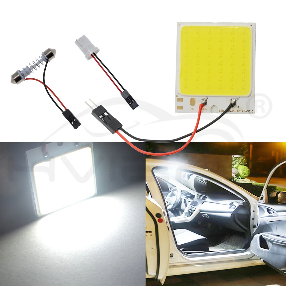 Hviero T10 COB 24 SMD 36SMD 48Led Panel White Red Car Led Auto Interior Parking Light Reading Map Lamp Bulb Dome Festoon BA9S DC 12V