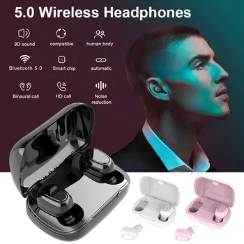 

Vococal L21 Wireless Headphones Built-in Mic Noise Cancelling Bluetooth 5.0 Earphone Earbud with Charging Case for Smart Phone