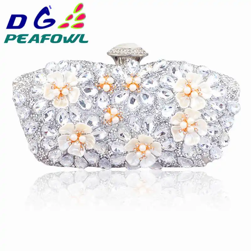 silver GDPEAFOWL Винтаж Для женщин голубого цвета с бусинами вечерние клатчи, сумки дамские коробка клатчи с жемчугом Свадебные Коктейльные Вечерние Сумки кошельки - Цвет: silver