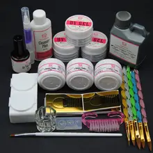 Акриловый набор для ногтей, акриловый порошок, УФ-гель, набор, кристалл, 120 мл, жидкие кисти, для маникюра, Типсы, основа, верхнее покрытие, набор для маникюра, набор инструментов