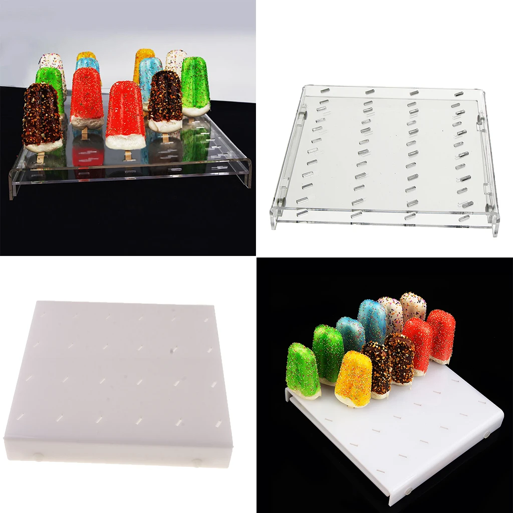 24 Holes Acrylic Ice Sucker Ice Lolly Ice Cream Sticks Display Stand Holder