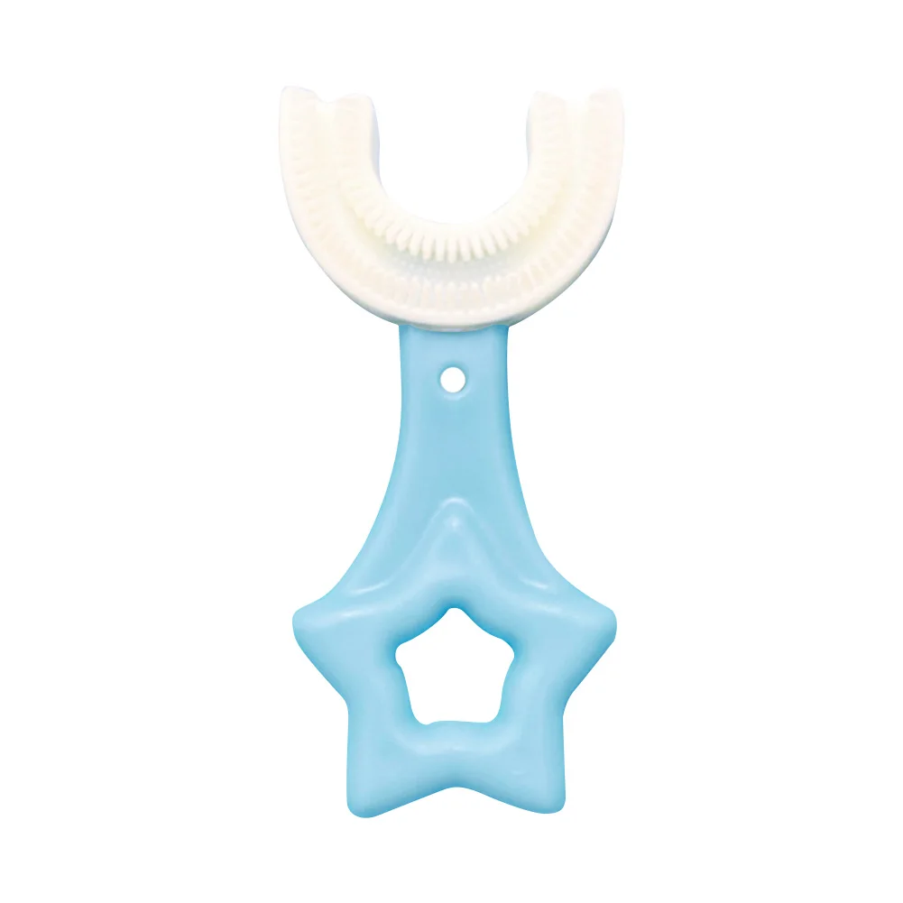 U Shaped Toothbrush 2-12 Ages Kids Toothbrush U-Shape Infant Toothbrush with Handle Silicone Oral Care Cleaning Brush for Baby