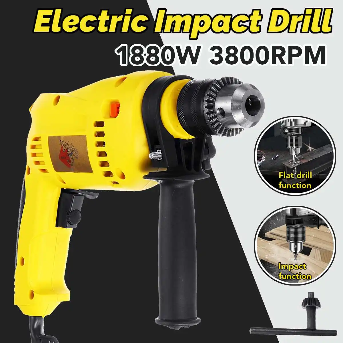 

1880W Brushless Motor 13MM Electric Handheld Impact Drill Hammer Drill Impact Drill Multi-function Torque Driver Tool