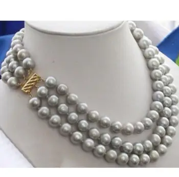 

Jewelry Free Shipping Wholesale 100% Natural jewelry Beautiful natural gray genuine pearl lady's necklace 9-10mm long 17-18-19