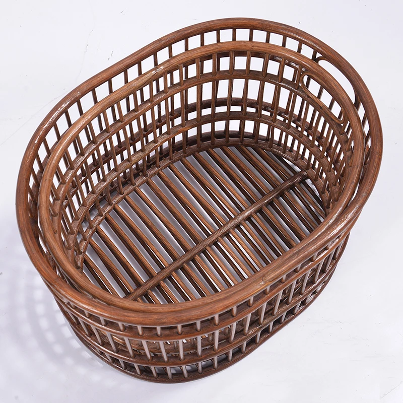 

Rattan Household Washing Dirty Laundry Towel Basket Storage Basket Oval Large Portable Laundry Basket