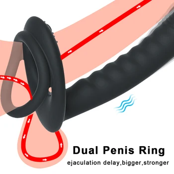 Double Penetration Dildo Vibrator 10 mode Vibrator For Men Strap On Penis Vagina Plug Adult Erotic Sex Toy For Couples Women Men 5