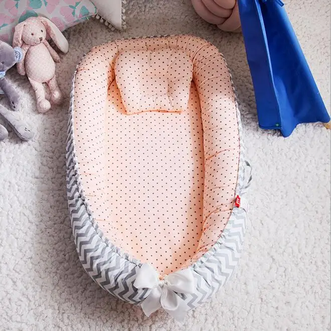 Портативная детская кроватка для новорожденных детская колыбель детская корзина хлопковая переносная детская кроватка постельное белье с подушкой YHM006 - Цвет: YHM006F
