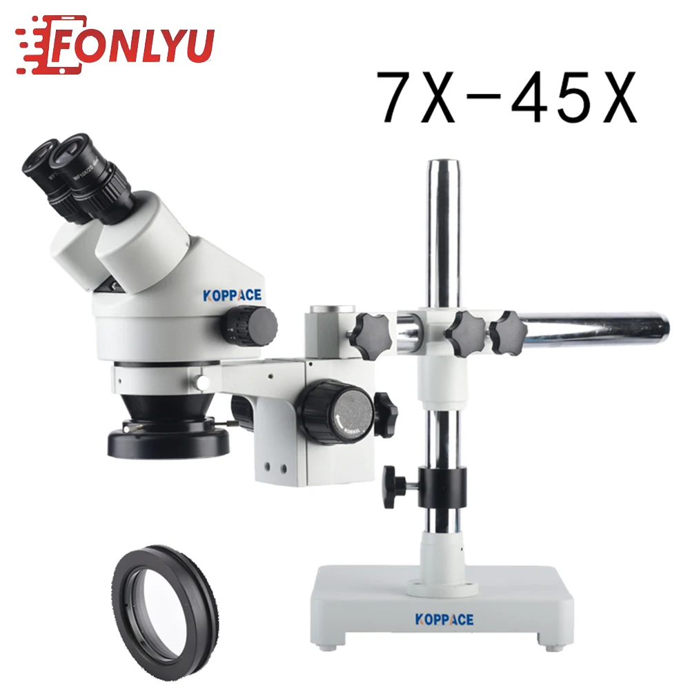  KOPPACE 7X-45X MagnificationStereo Binocular microscope Mobile phone repair microscope144 LED Ring 
