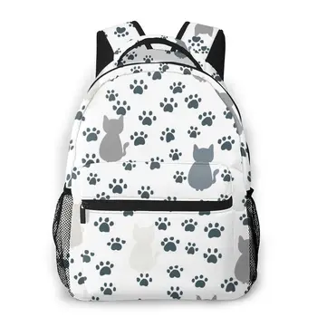 

Cat And Paws Art Backpack School Bags Casual for Teenager Girls Shoulder Bag Travel Bags
