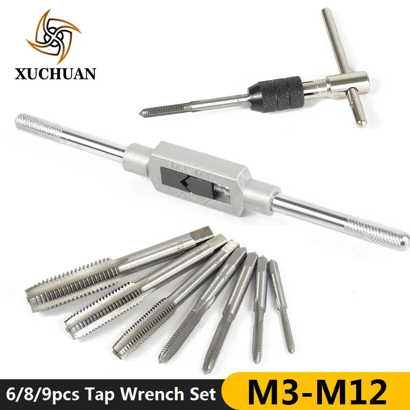 6/8/9 шт. M3 M12 набор сверл с гаечным ключом ручные инструменты метрический кран с винтовой резьбой сверло|Метчик с резьбой|   | АлиЭкспресс