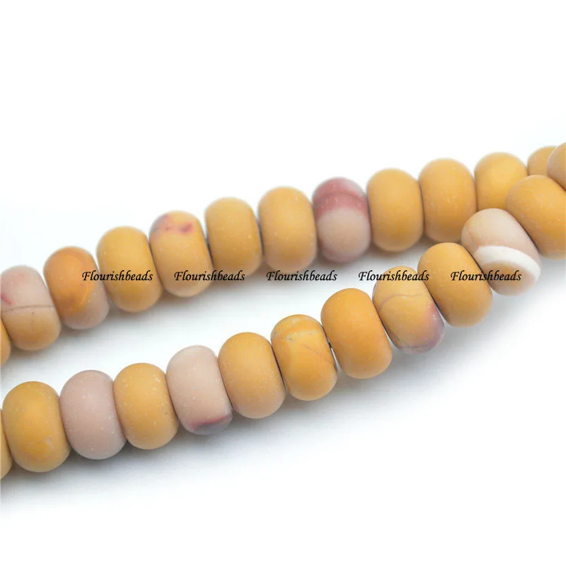 1 Strand Natural Yellow Mookaite Gemstone Matte Rondelle Spacer Stone Loose Beads Jewelry Making 5x8mm