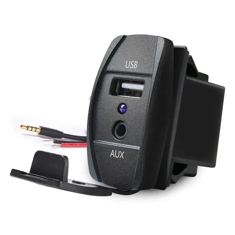Универсальный Рокер Стиль 2.1A USB Автомобильное зарядное устройство с 3 5 мм AUX порт