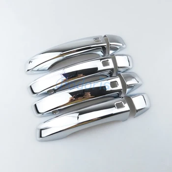 

For Audi Q7 2016 2017 2018 Door Handle Cover Trim Grab Protector Panel With Smart Key hole Chrome Auto Accessories