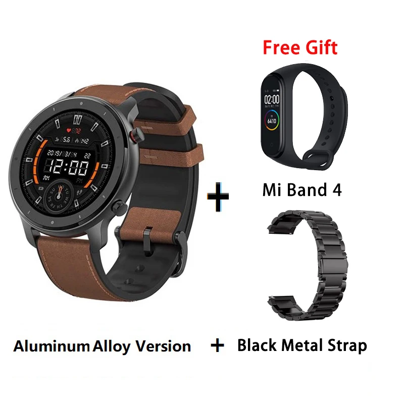 [Глобальная версия] Huami Amazfit GTR 47 мм 42 мм gps Смарт часы мужские 5ATM водонепроницаемые Смарт часы 24 дня батарея - Цвет: A add black metal