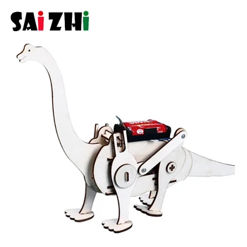 

Saizhi Creative DIY 3D Walking Wooden Dinosaur Robot Toy Developing Intellectual Assembly Model Kit Children Learning Gifts Toys