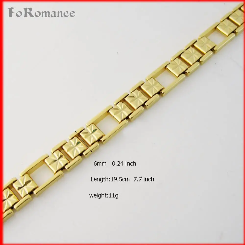 FOROMANCE/7," мужской женский браслет из желтого золота GP с накладкой ручной работы, браслет со звездой 6 мм, широкая цепочка
