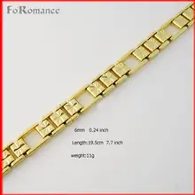 FOROMANCE/7," мужской женский браслет из желтого золота GP с накладкой ручной работы, браслет со звездой 6 мм, широкая цепочка