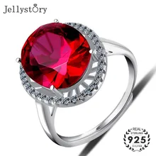 Jellystory, Ретро стиль, 925 серебряные кольца с круглой формой, рубин, циркон, драгоценные камни, женское Открытое кольцо, ювелирные изделия, свадебный подарок