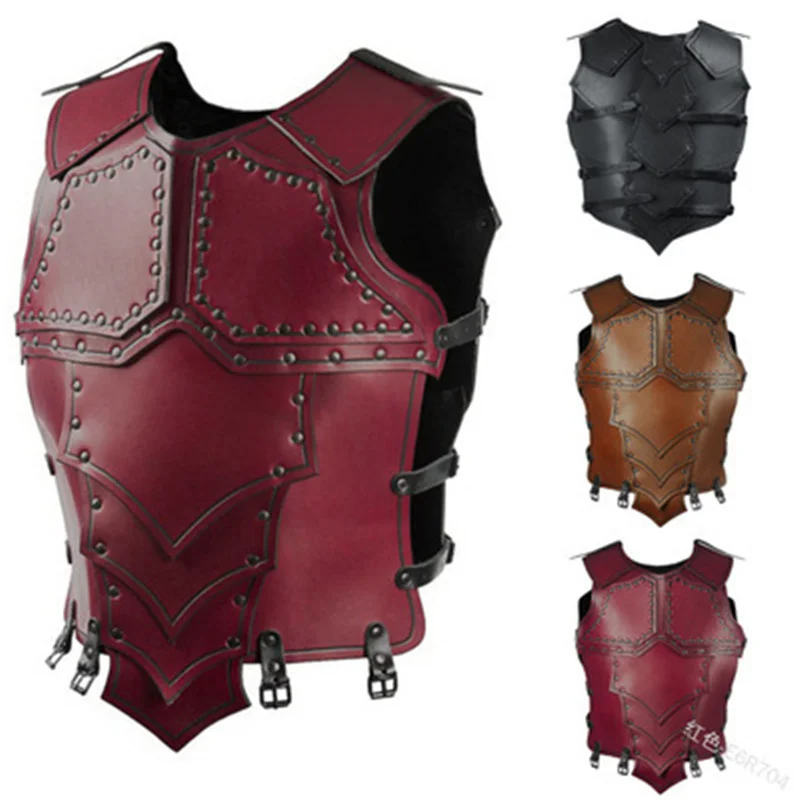 

Men Medieval Vintage Leather Armor Vest Steampunk Rivet Gear Viking Warrior Gladiator Combat Costume War Fighting Larp Hard Vest