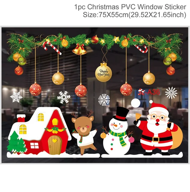 Christmas Window Stickers Merry Christmas Decorations For Home Christmas Wall Sticker Kids Room Wall Decals New Year Stickers 15