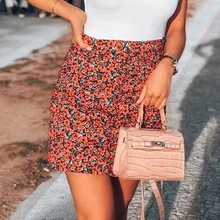 Винтажные женские мини-юбки с цветочным принтом, модная женская плиссированная короткая юбка, Женская стильная одежда для девушек