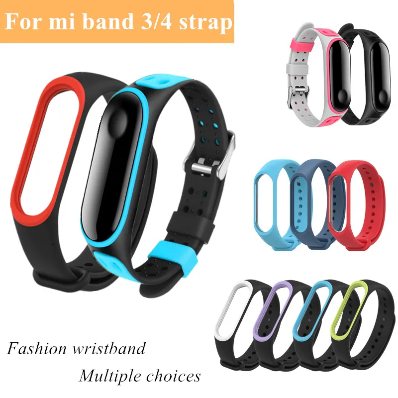 Ремешок спортивный для Xiaomi Mi Band 3 4 силиконовый браслет наручных часов аксессуары