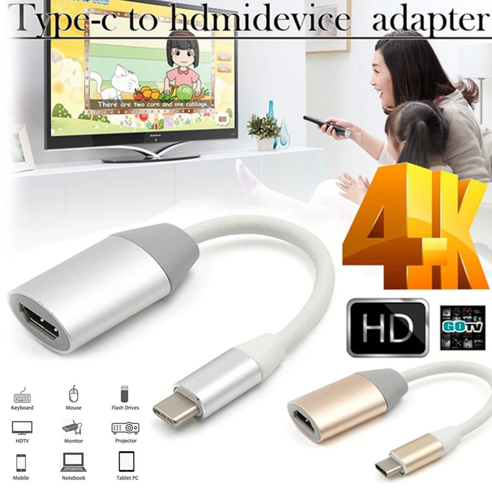 Тип c к HDMI конвертер Портативный USB c штекер к HDMI Женский адаптер 4 к 30 Гц разрешение для Macbook для HUAWEI P20 для samsung