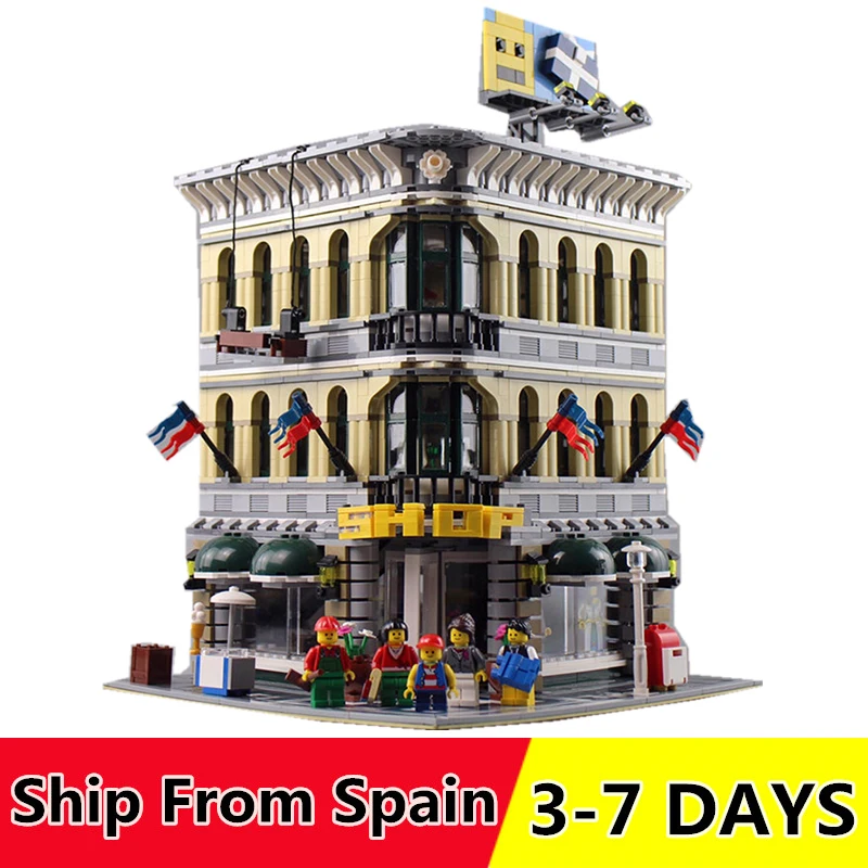

legoinglys 15005 15042 City Creator Grand Emporium Model Building Blocks Compatible 10211 10264 Street Series Christmas gift