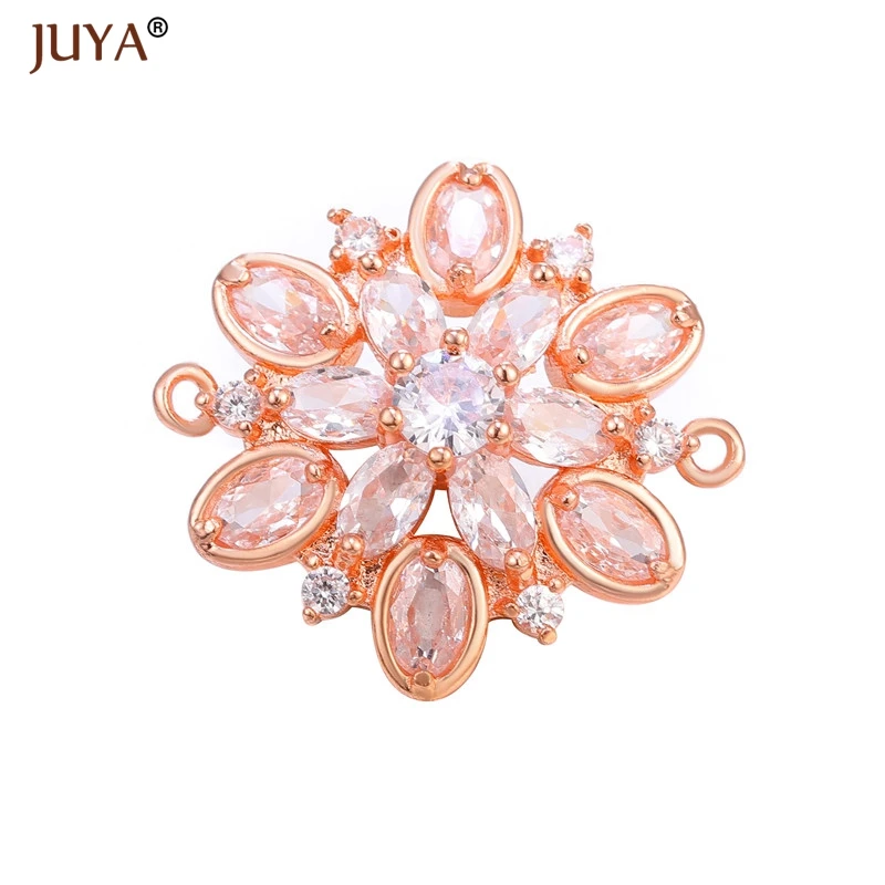 

Juya 2019 Latest Shiny Zircon Crystal Flower Charm Connectors Handmade Earrings Accessories For Jewelry Making DIY Craft