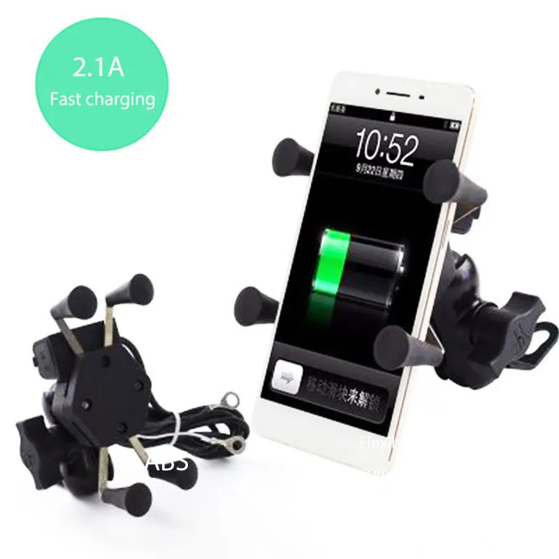 

Universal Motorcycle Mobile Phone Holder Mount Support With USB Charger 360 Degree Rotation for Moto 3.5-6 inch GPS Scooter